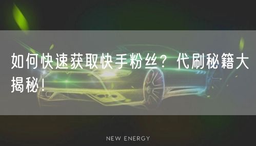 如何快速获取快手粉丝?代刷秘籍大揭秘!