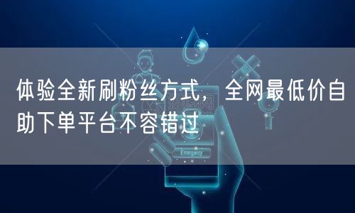 体验全新刷粉丝方式,全网最低价自助下单平台不容错过