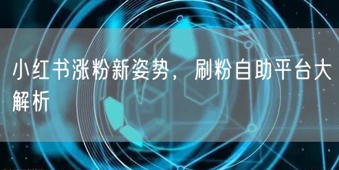 小红书涨粉新姿势，刷粉自助平台大解析